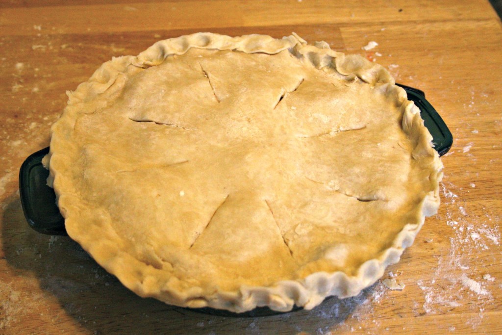 Summer pie with the top crust on.
